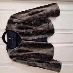 Free People Plush Teddy Jacket in Gray and Black